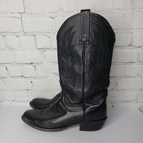 Men\'s Lucchese‎ Black Calf Leather Western Boots M1020 B4 Handcrafted Size 9.5 D main image 15